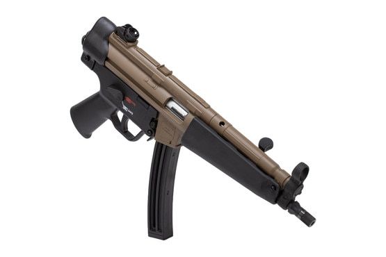 H&K MP5 .22LR pistol with 8.5" barrel features 1/2x28 barrel threading and brown finish